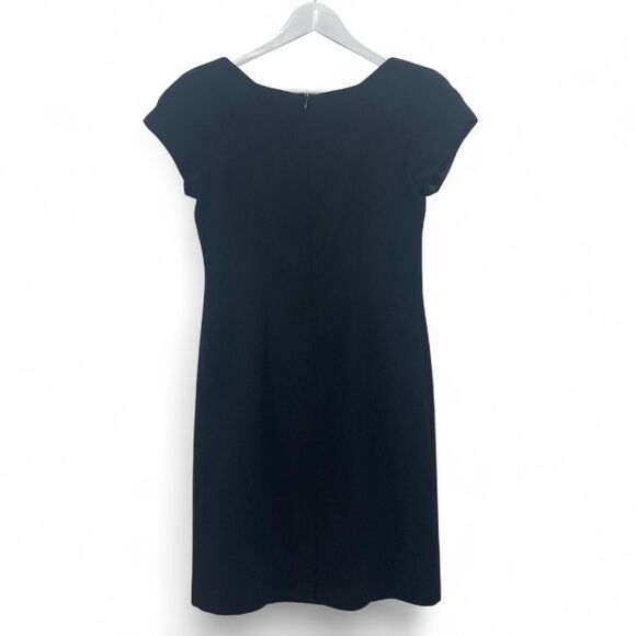 Virgo Dress 6P Petite Black Scallop Neck Sheath Cap Sleeve Cocktail Bodycon ✨ - Picture 3 of 14